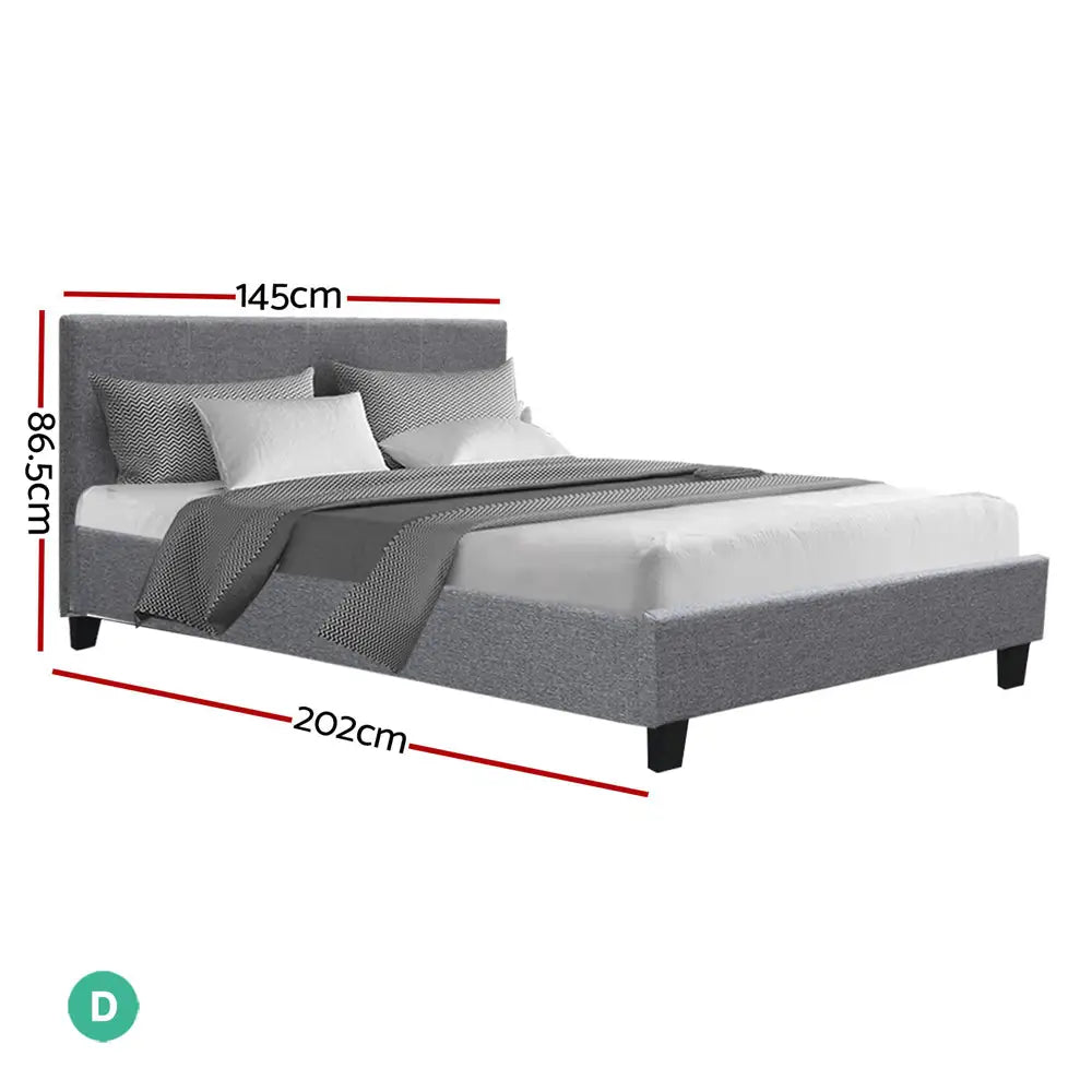 Zephyr Double Bed Frame - Fabric Grey Furniture > Bedroom