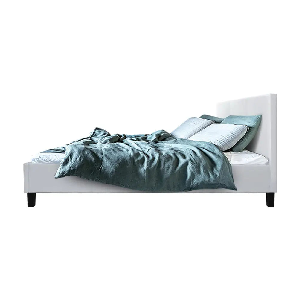 Zephyr Double Bed Frame - Pu Leather White Furniture > Bedroom