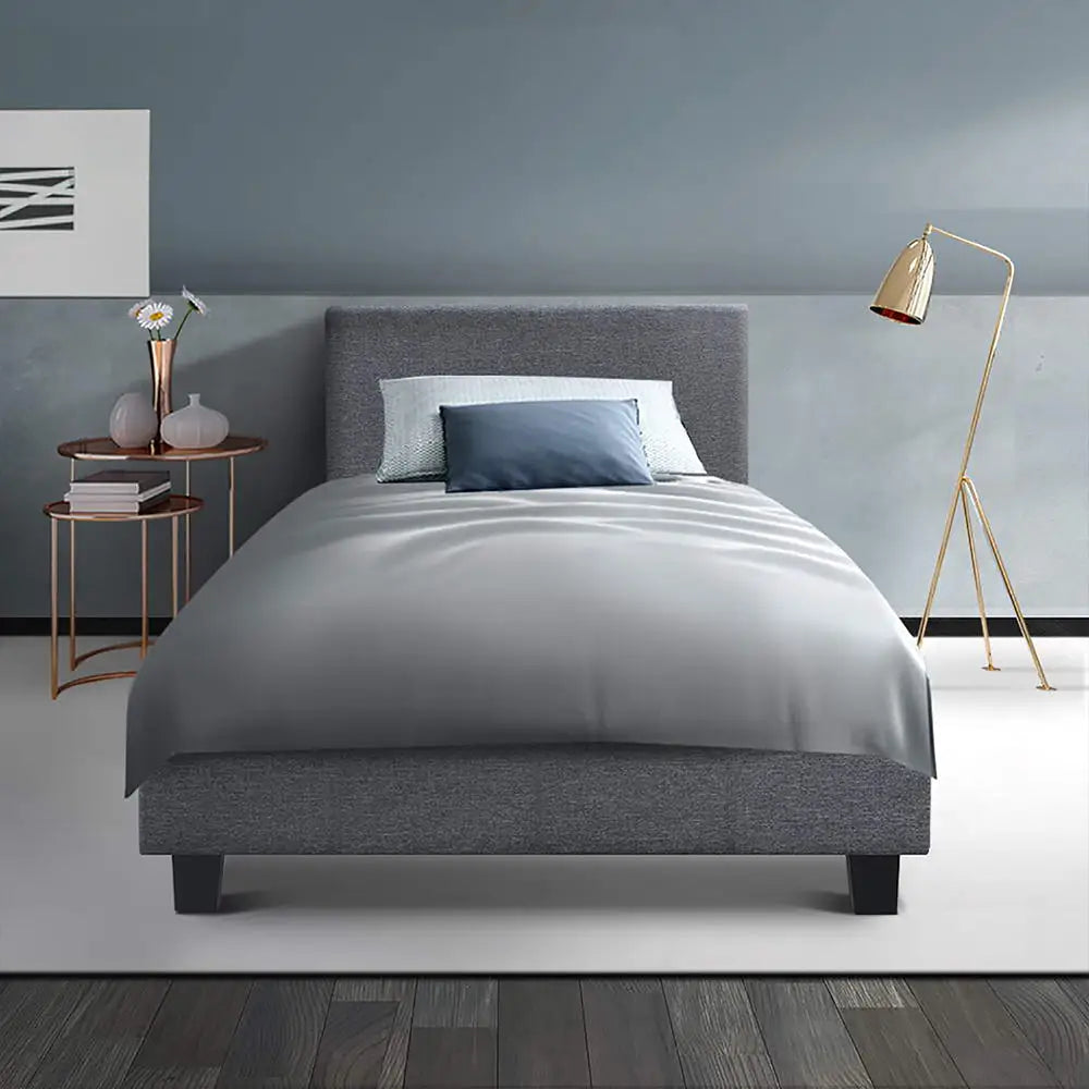 Zephyr King Single Bed Frame - Fabric Grey Furniture > Bedroom