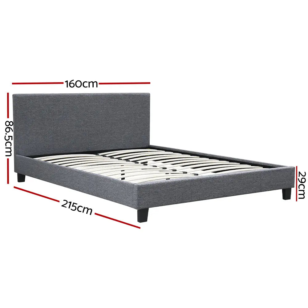 Zephyr Queen Bed Frame Fabric - Grey Furniture > Bedroom