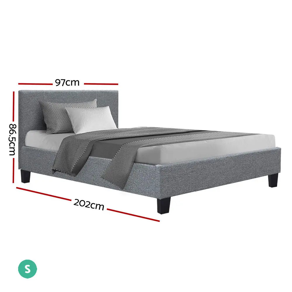 Zephyr Single Bed Frame - Fabric Grey Furniture > Bedroom