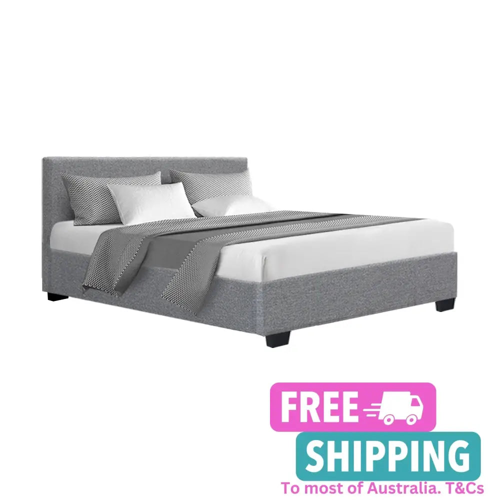 Nocturne Double Bed Frame - Grey Fabric Furniture > Bedroom