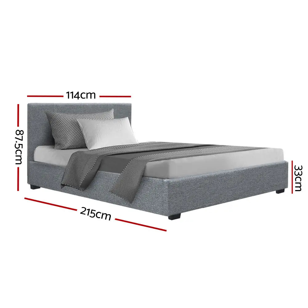 Nocturne King Single Bed Frame- Grey Fabric Furniture > Bedroom