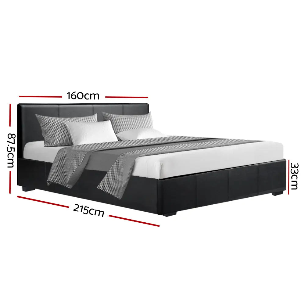 Nocturne Queen Bed Frame - Black Pu Leather Furniture > Bedroom