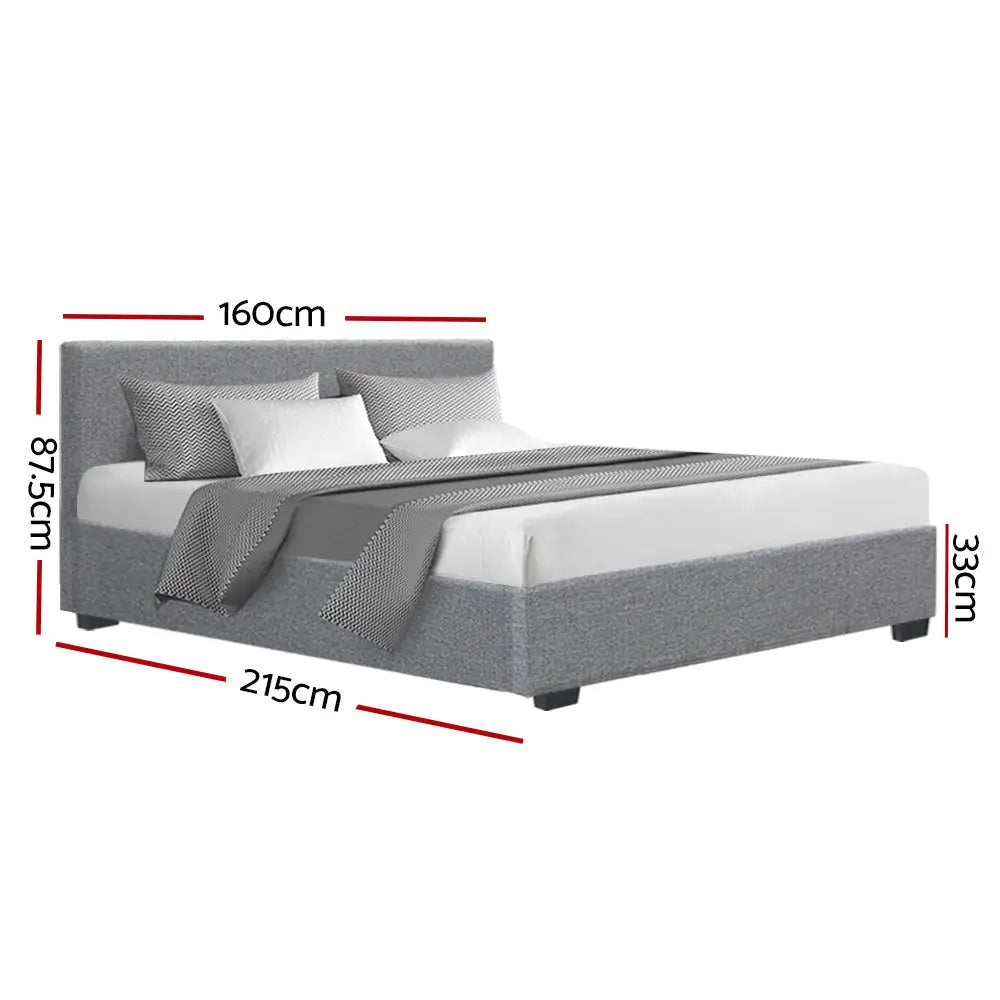Nocturne Queen Bed Frame - Grey Fabric Furniture > Bedroom