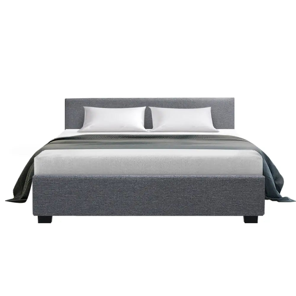 Nocturne Queen Bed Frame - Grey Fabric Furniture > Bedroom
