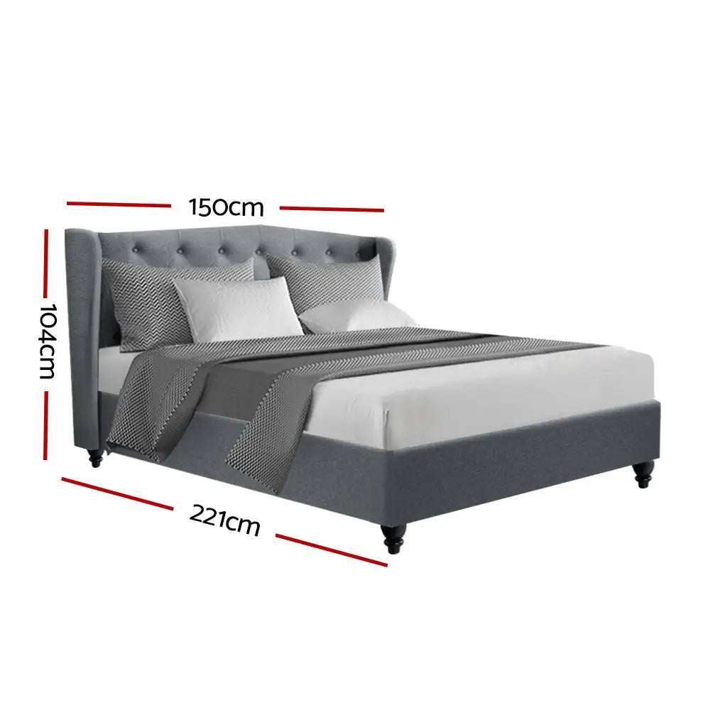 Crest Double Bed Frame Fabric - Grey Furniture > Bedroom