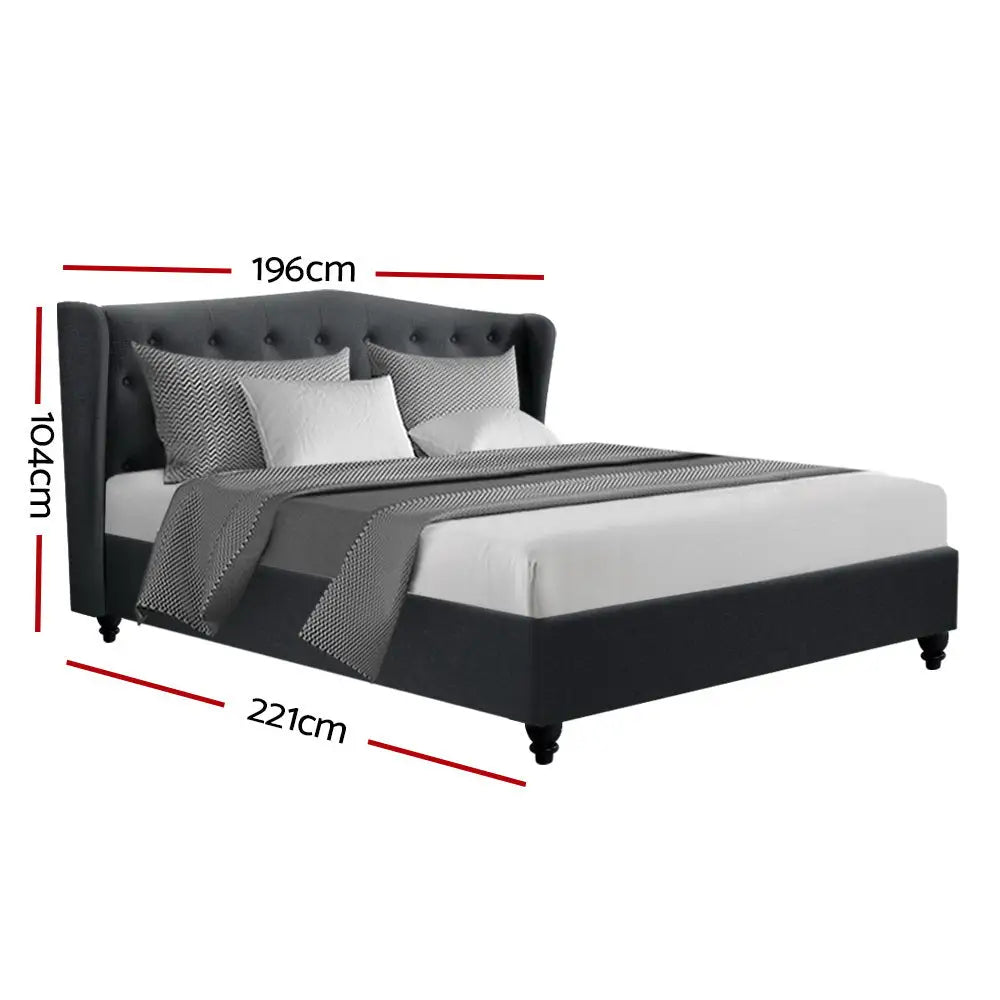 Crest King Bed Frame Fabric - Charcoal Furniture > Bedroom