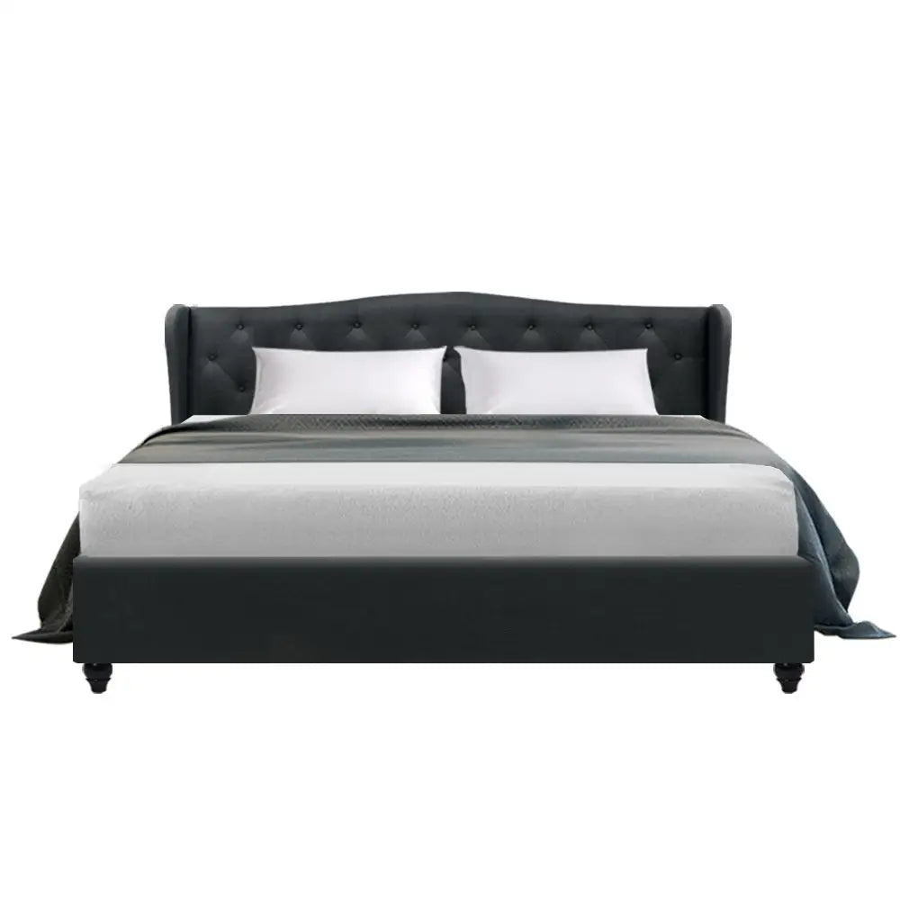 Crest King Bed Frame Fabric - Charcoal Furniture > Bedroom