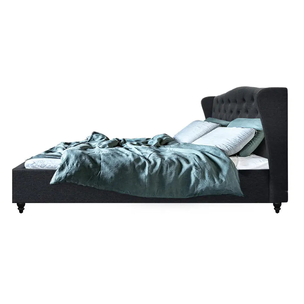 Crest King Bed Frame Fabric - Charcoal Furniture > Bedroom