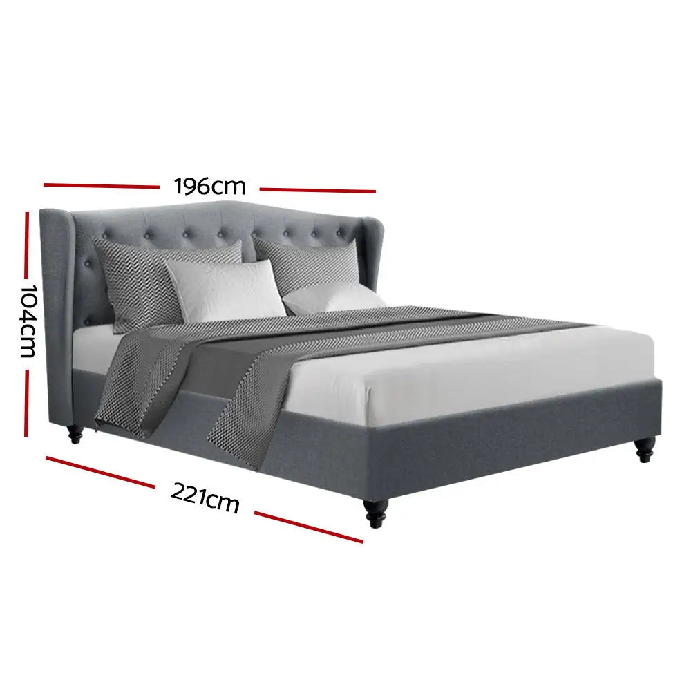 Crest King Bed Frame Fabric - Grey Furniture > Bedroom