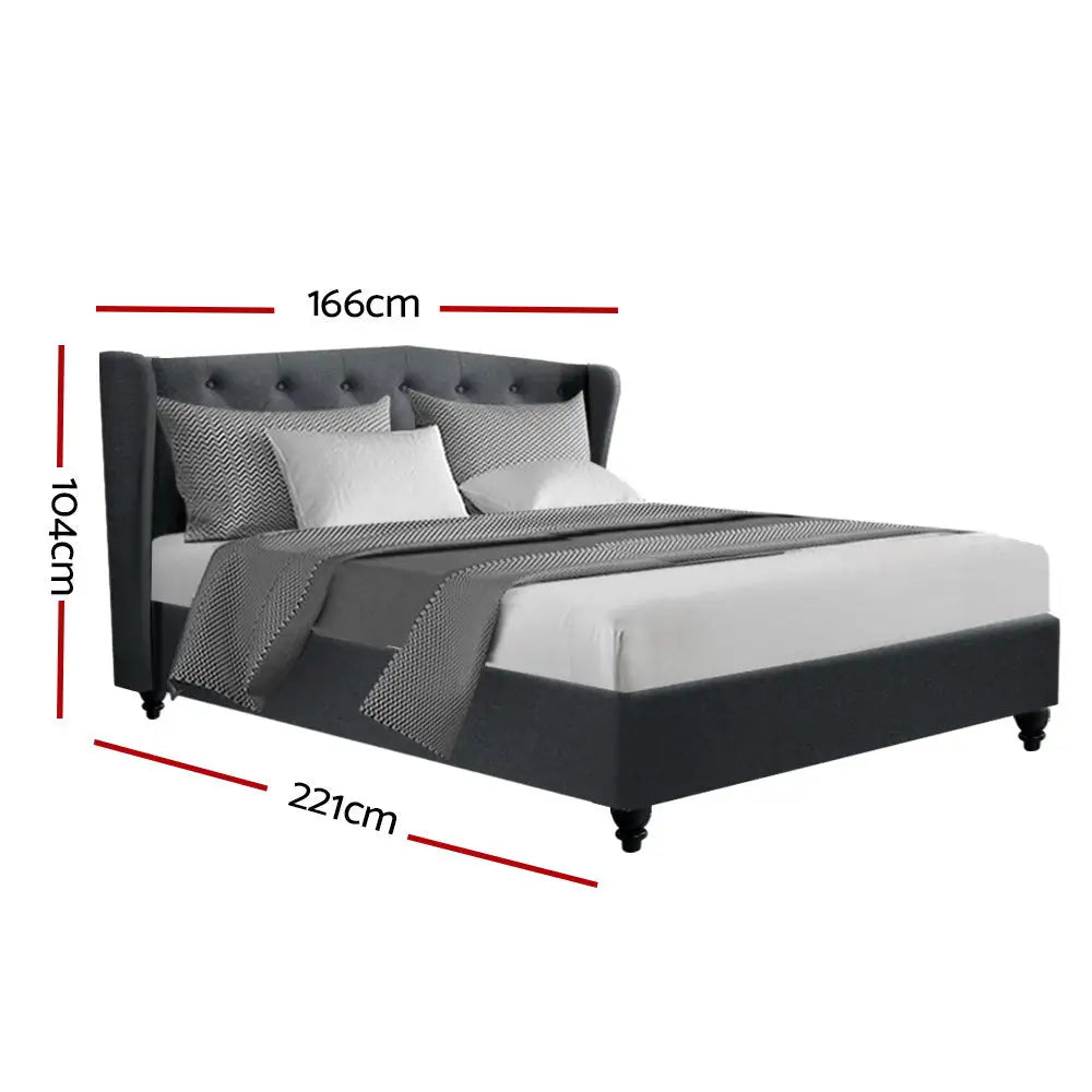 Crest Queen Bed Frame Fabric - Charcoal Furniture > Bedroom