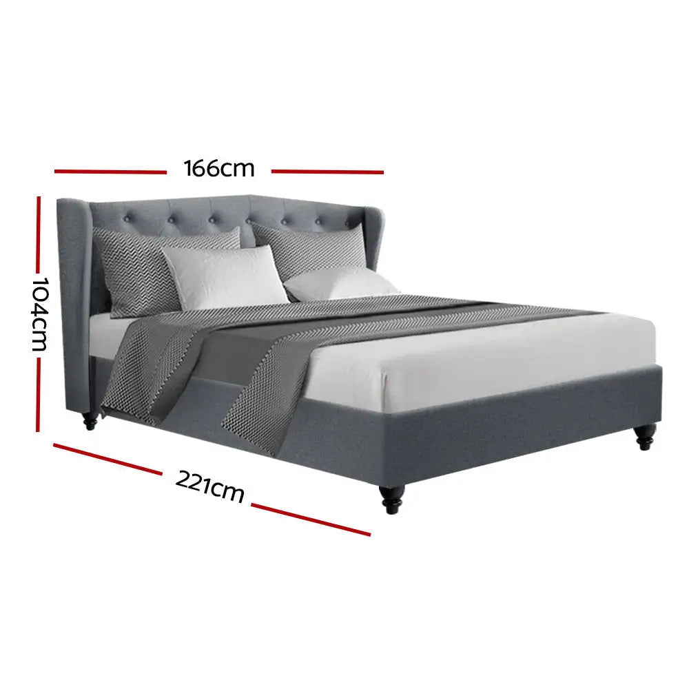 Crest Queen Bed Frame Fabric - Grey Furniture > Bedroom