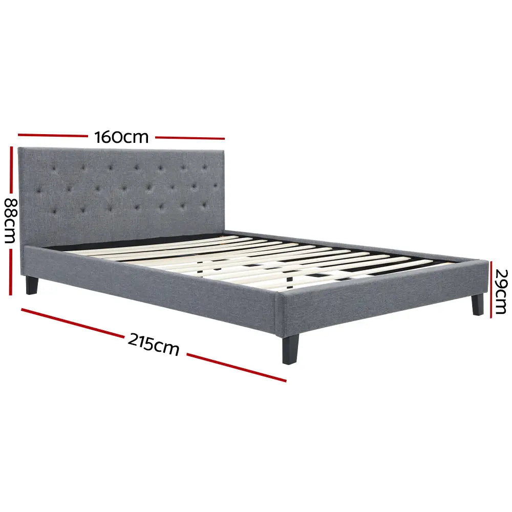 Vanke Bed Frame Fabric- Grey Queen Furniture > Bedroom