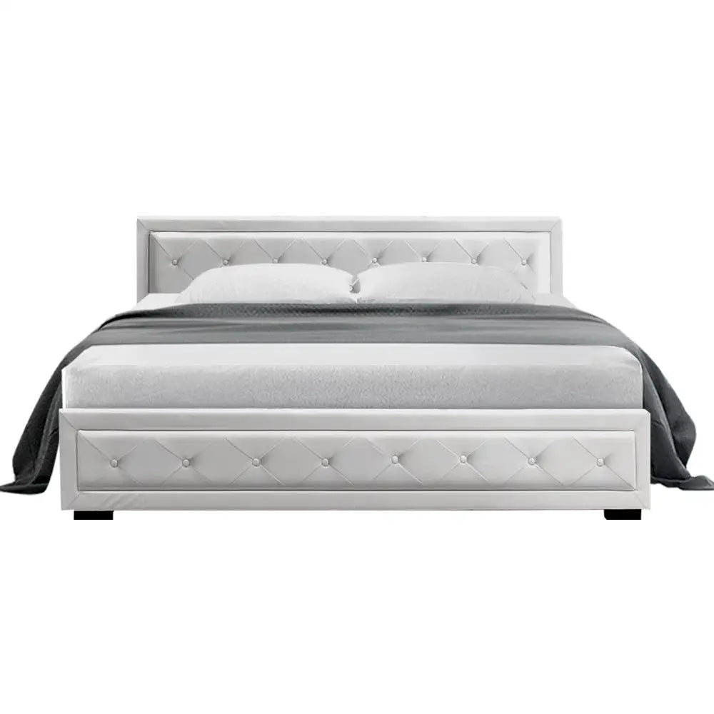 Cascade King Bed Frame Size Gas Lift Base With Storage White Leather Furniture > Bedroom