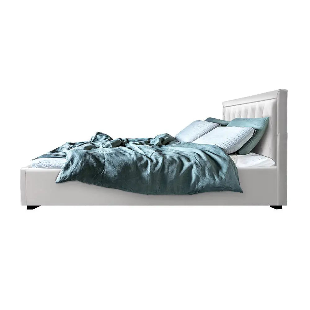 Cascade King Bed Frame Size Gas Lift Base With Storage White Leather Furniture > Bedroom