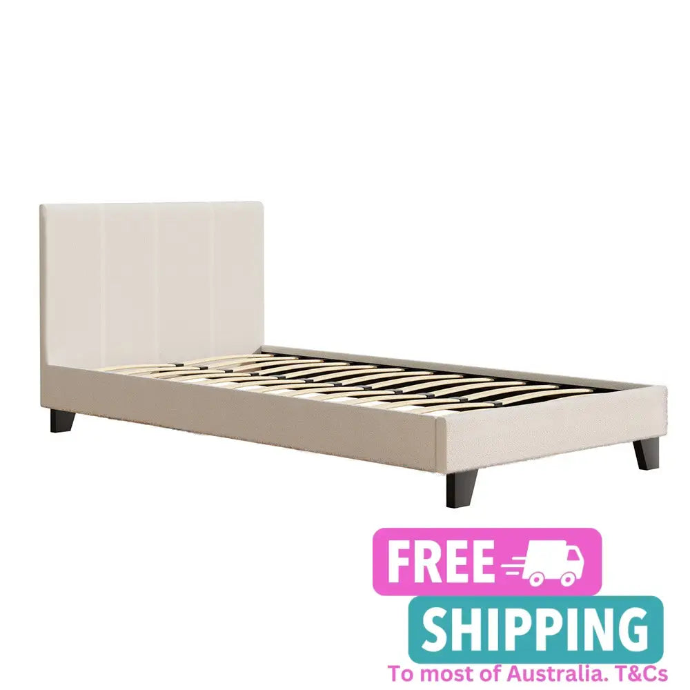 Zephyr King Single Bed Frame - Boucle Fabric Furniture > Bedroom