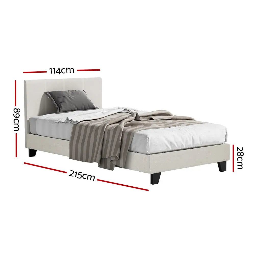 Zephyr King Single Bed Frame - Boucle Fabric Furniture > Bedroom