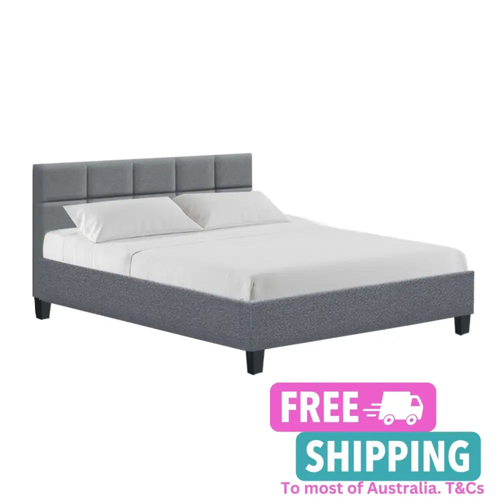 Ethos Queen Bed Frame - Grey Fabric Furniture > Bedroom