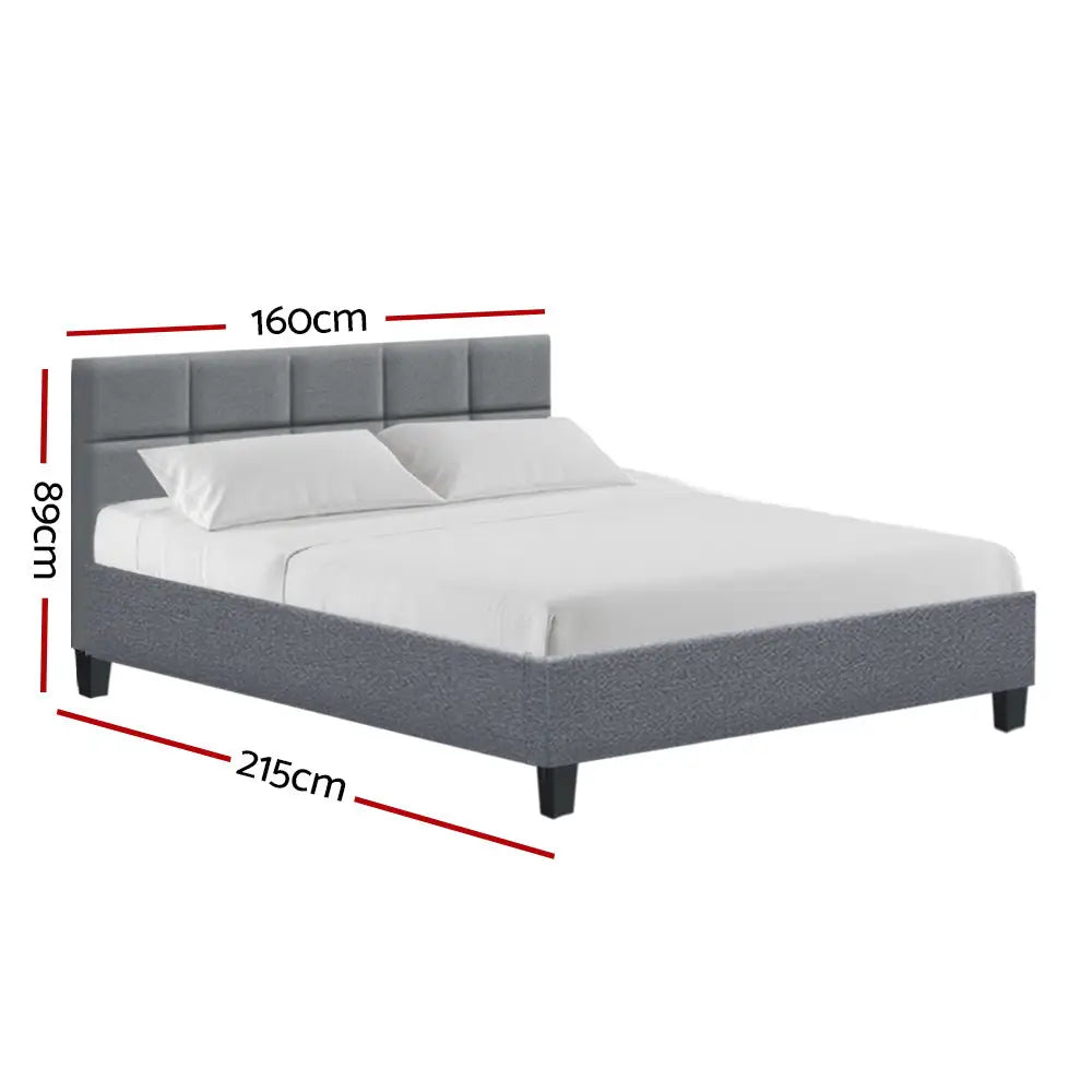 Ethos Queen Bed Frame - Grey Fabric Furniture > Bedroom