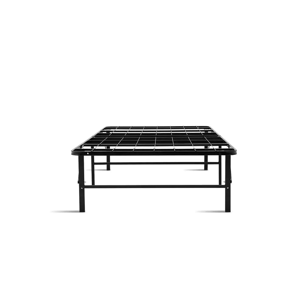 Folding Bed Frame Single Metal Base Portable Black Furniture > Bedroom