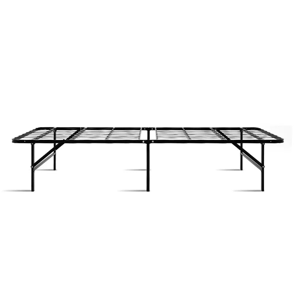 Folding Bed Frame Single Metal Base Portable Black Furniture > Bedroom