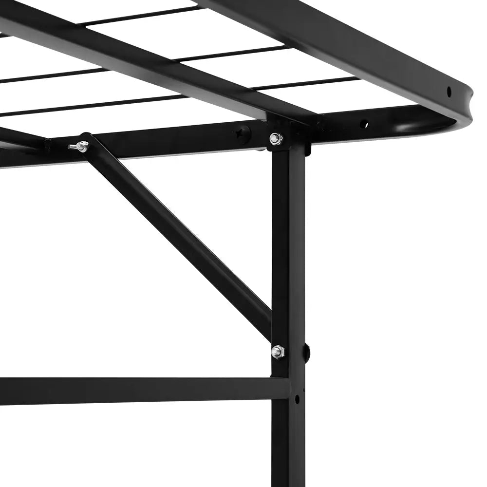 Folding Bed Frame Single Metal Base Portable Black Furniture > Bedroom