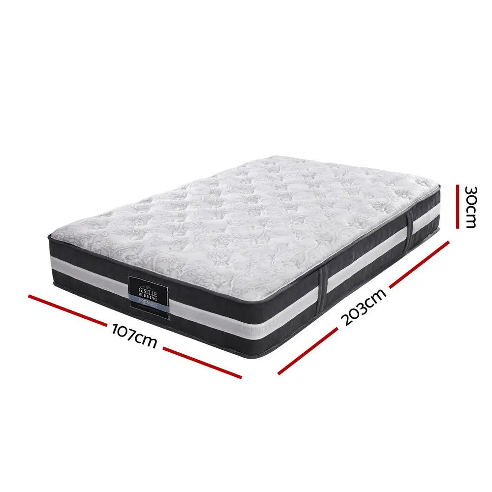 King Single Mattress Size 7 Zone Pocket Spring Medium Firm Foam 30Cm Furniture > Mattresses