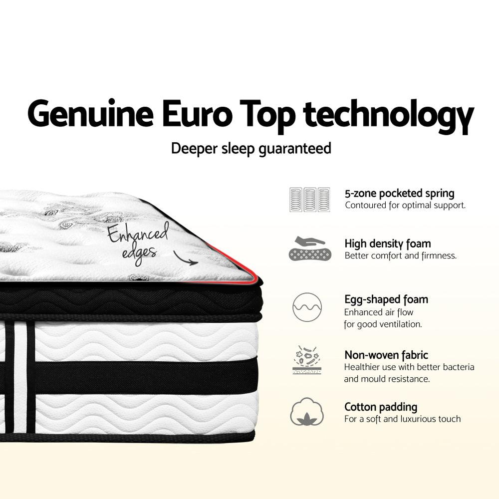 Algarve Euro Top Pocket Spring Mattress 34Cm Thick Double Furniture > Mattresses