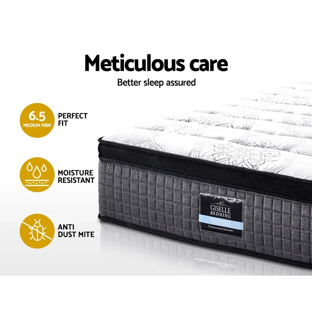 Double Mattress 9 Zone Pocket Spring Latex Foam Medium Firm 34Cm Furniture > Mattresses