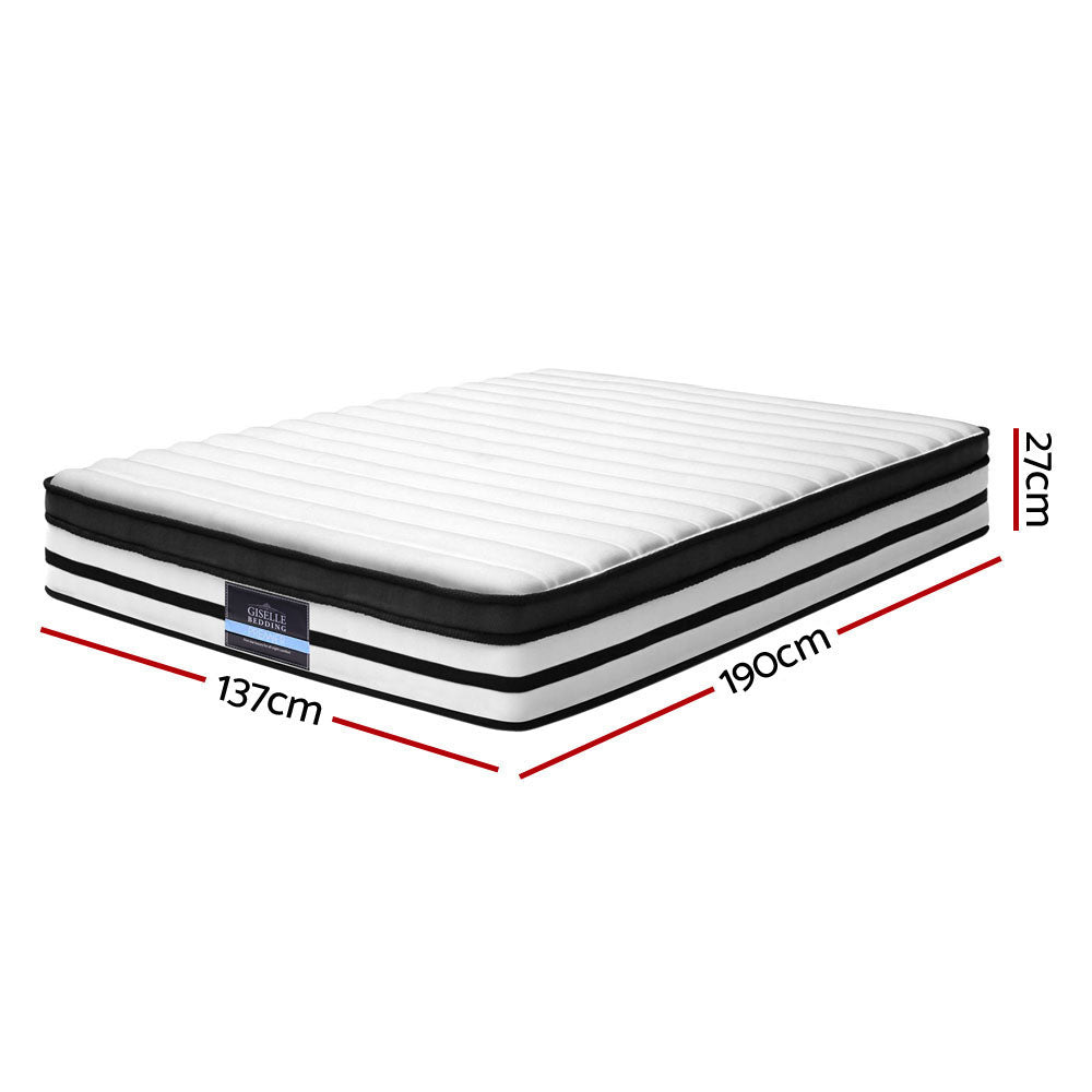 Double Size Bed Mattress Euro Top Pocket Spring Foam 27Cm Furniture > Mattresses