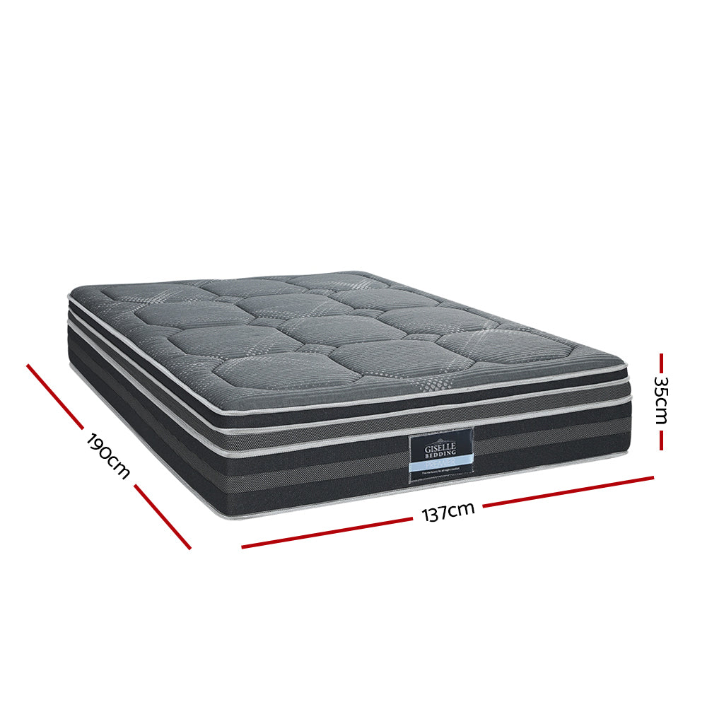 Double Mattress 35Cm 7 Zone Dual Euro Top Pocket Spring Medium Firm Furniture > Mattresses