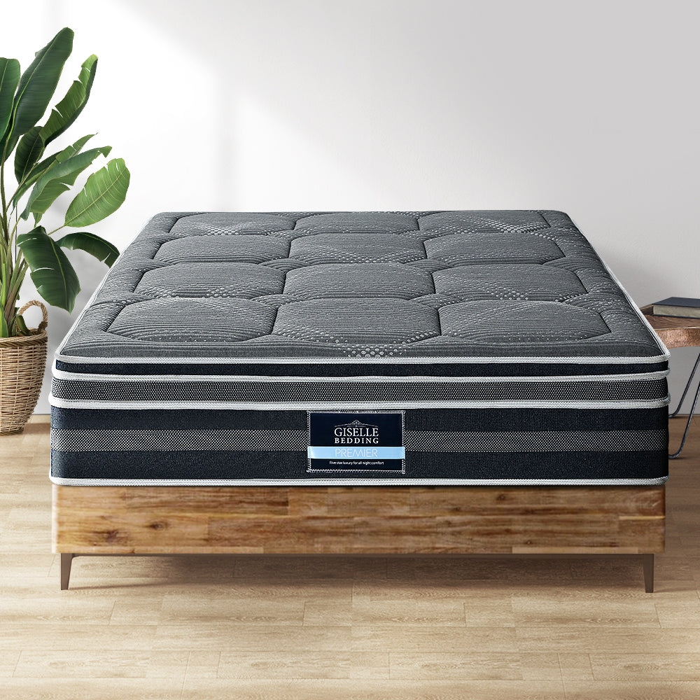 Double Mattress 35Cm 7 Zone Dual Euro Top Pocket Spring Medium Firm Furniture > Mattresses