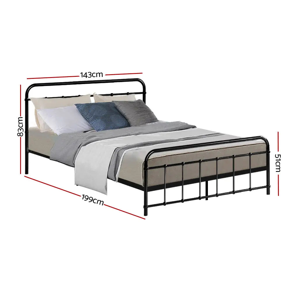 Leo Metal Bed Frame - Double (Black) Furniture > Bedroom