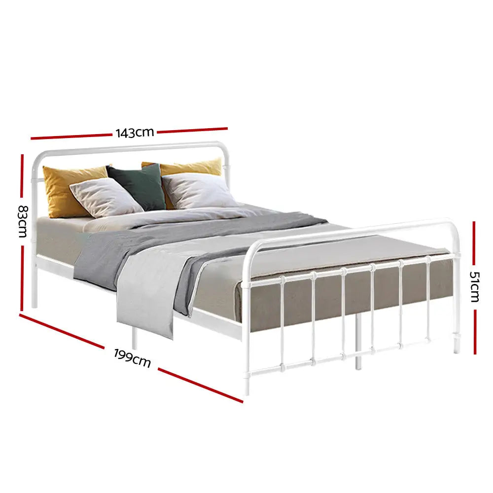 Leo Metal Bed Frame - Double (White) Furniture > Bedroom