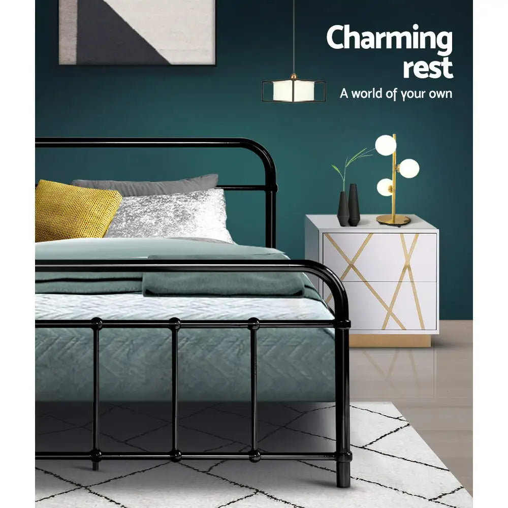 Leo Metal Bed Frame Ks King Single - Black Furniture > Bedroom