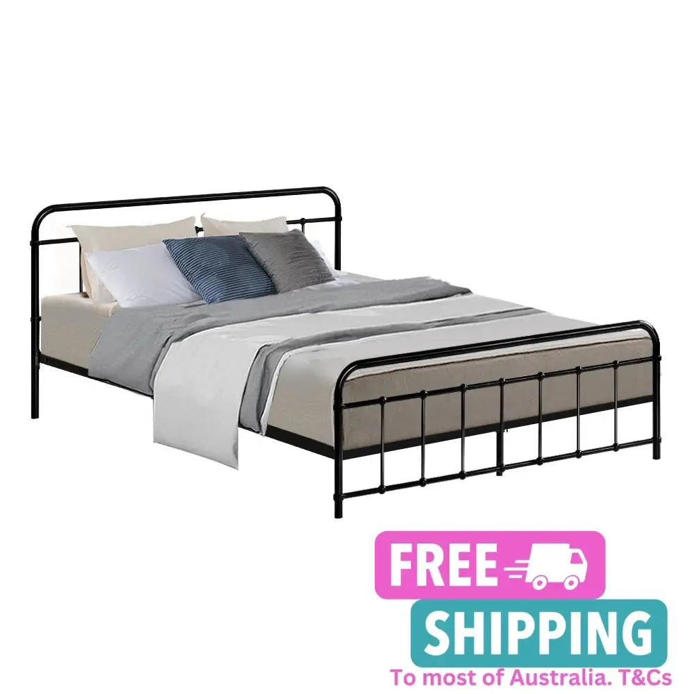 Leo Metal Bed Frame - Queen (Black) Furniture > Bedroom