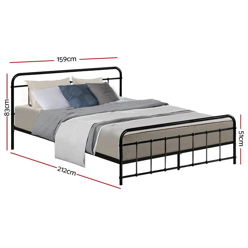 Leo Metal Bed Frame - Queen (Black) Furniture > Bedroom