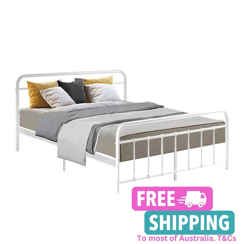 Leo Metal Bed Frame - Queen (White) Furniture > Bedroom