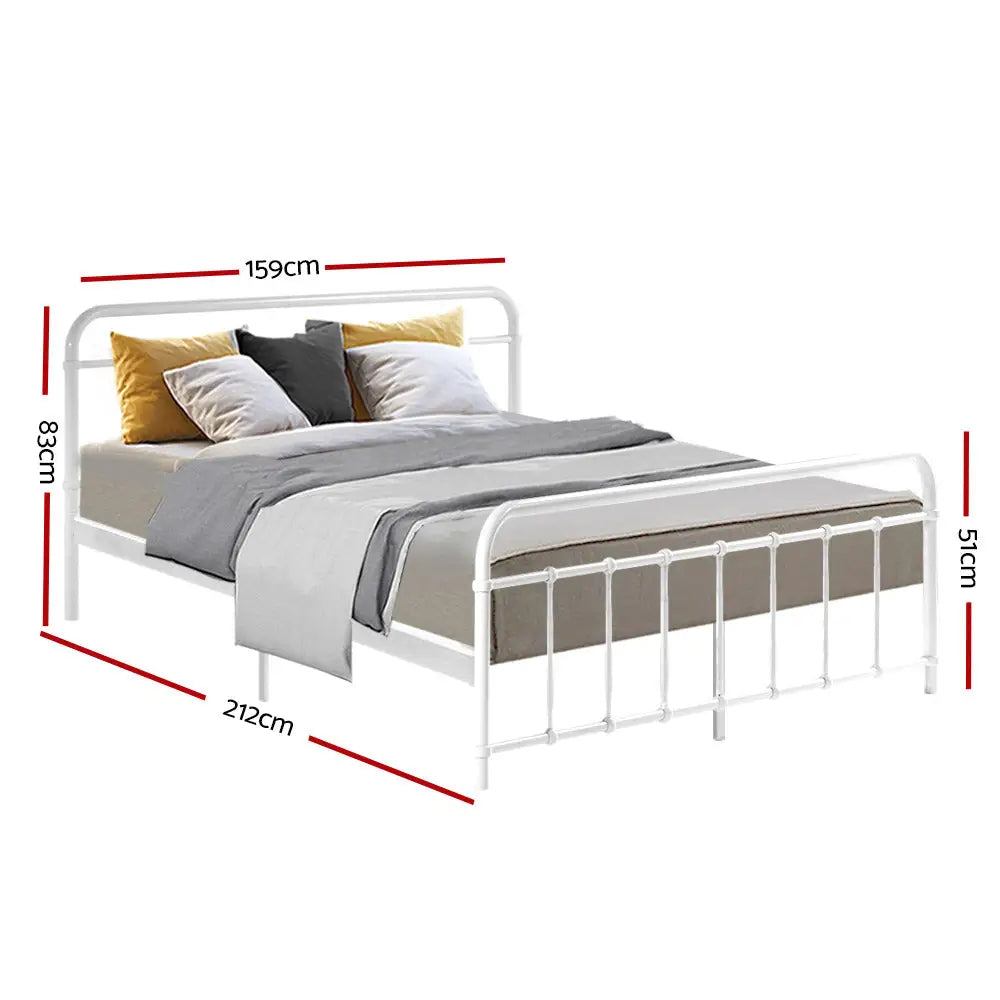 Leo Metal Bed Frame - Queen (White) Furniture > Bedroom