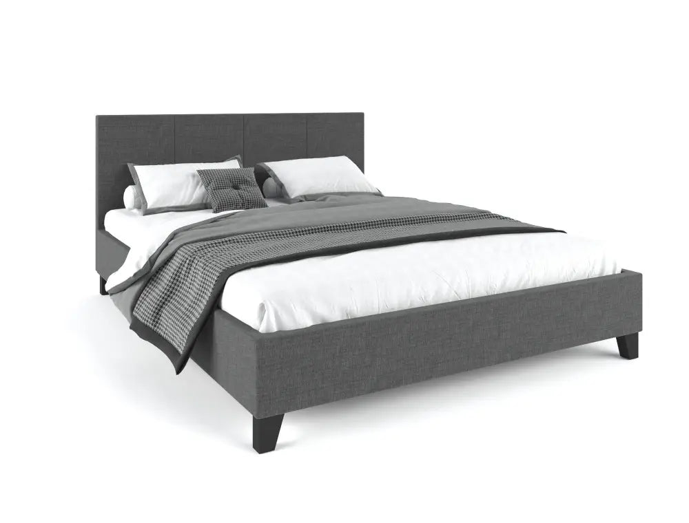 Pale Fabric Bed Frame - Charcoal King Furniture > Bedroom