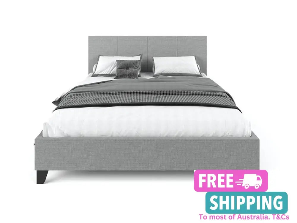 Pale Fabric Bed Frame - Grey King Furniture > Bedroom