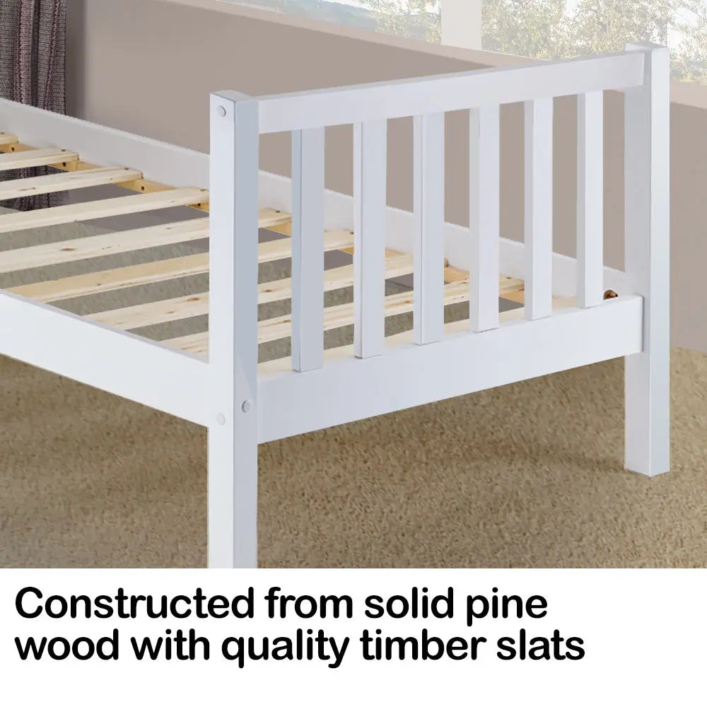 Kingston Slumber Single Wooden Pine Bed Frame Timber Kids Adults Contemporary Bedroom Furniture >