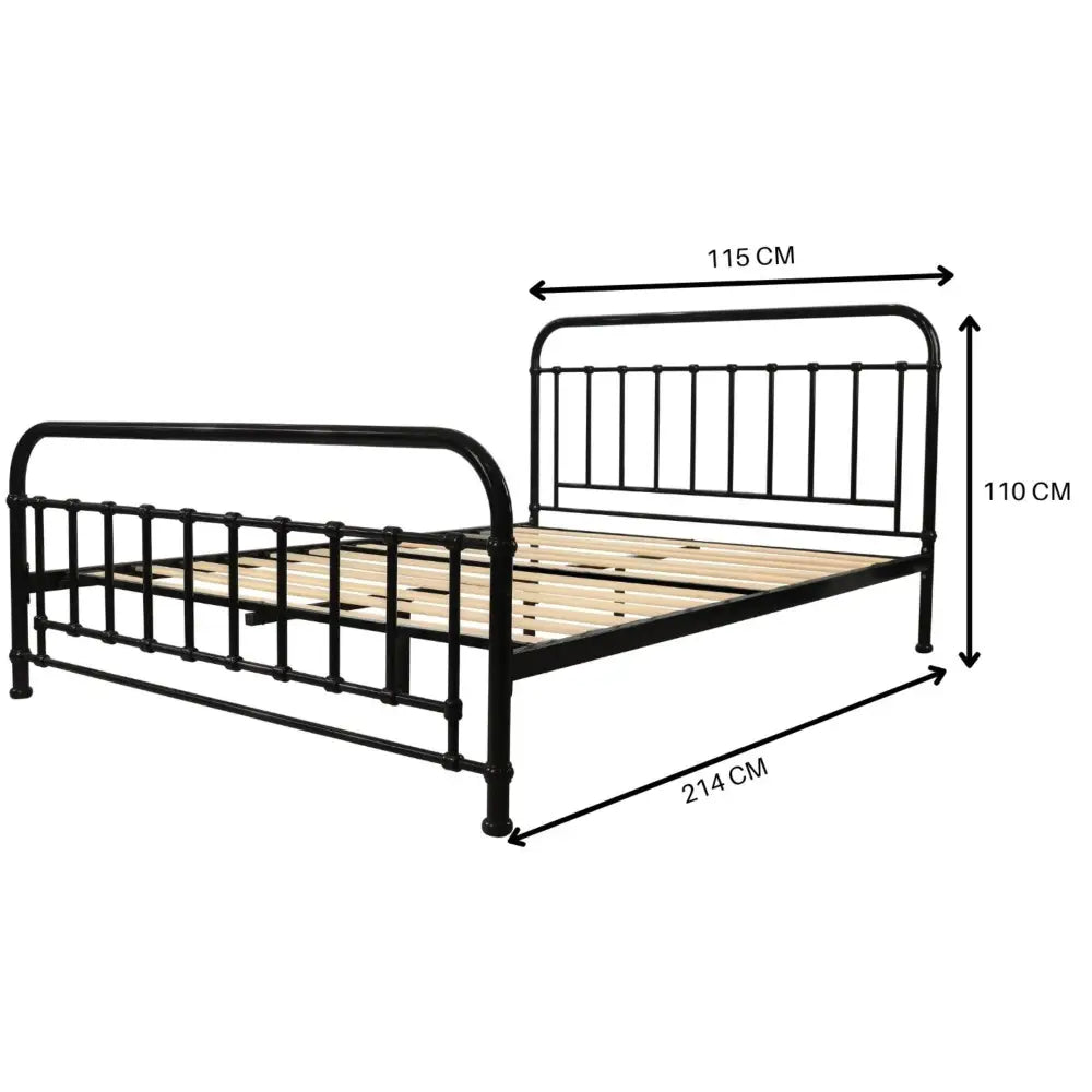 Metallica King Single Bed Size Metal Frame Platform Mattress Base - Black Furniture > Bedroom