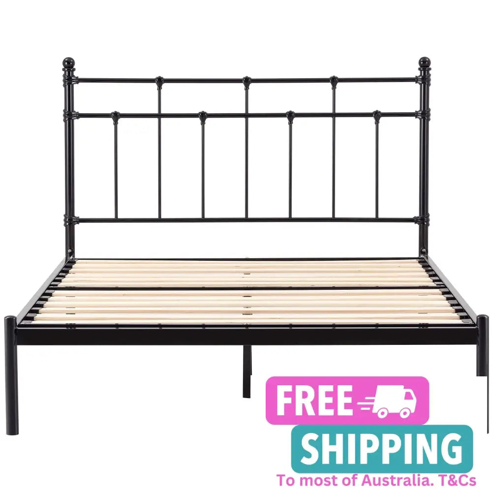 Moderna King Single Bed Size Metal Frame Platform Mattress Base - Black Furniture > Bedroom