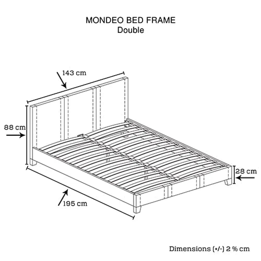 Double Size Leatheratte Bed Frame In Brown Colour With Metal Joint Slat Base Furniture > Bedroom