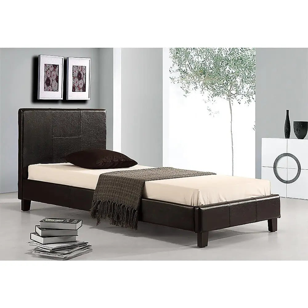 Single Pu Leather Bed Frame Black Furniture > Bedroom