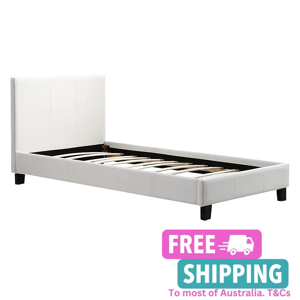 Single Pu Leather Bed Frame White Furniture > Bedroom