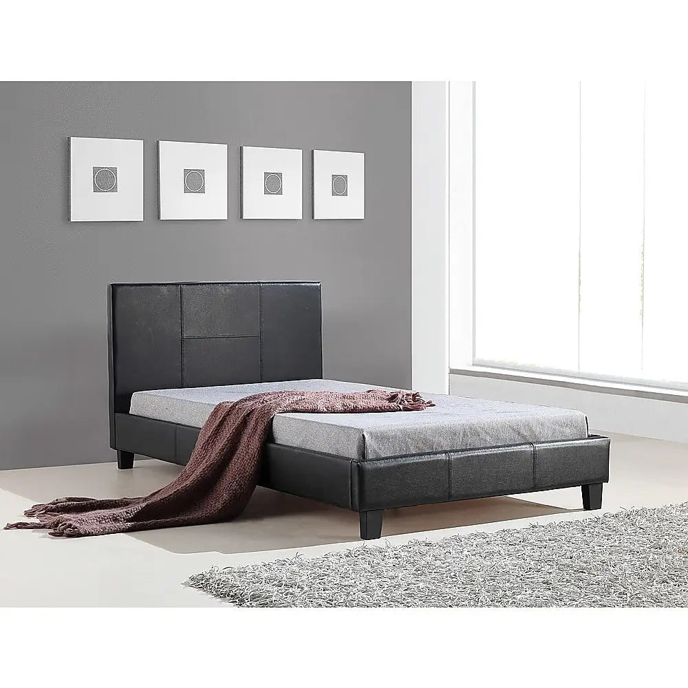 King Single Pu Leather Bed Frame Black Furniture > Bedroom