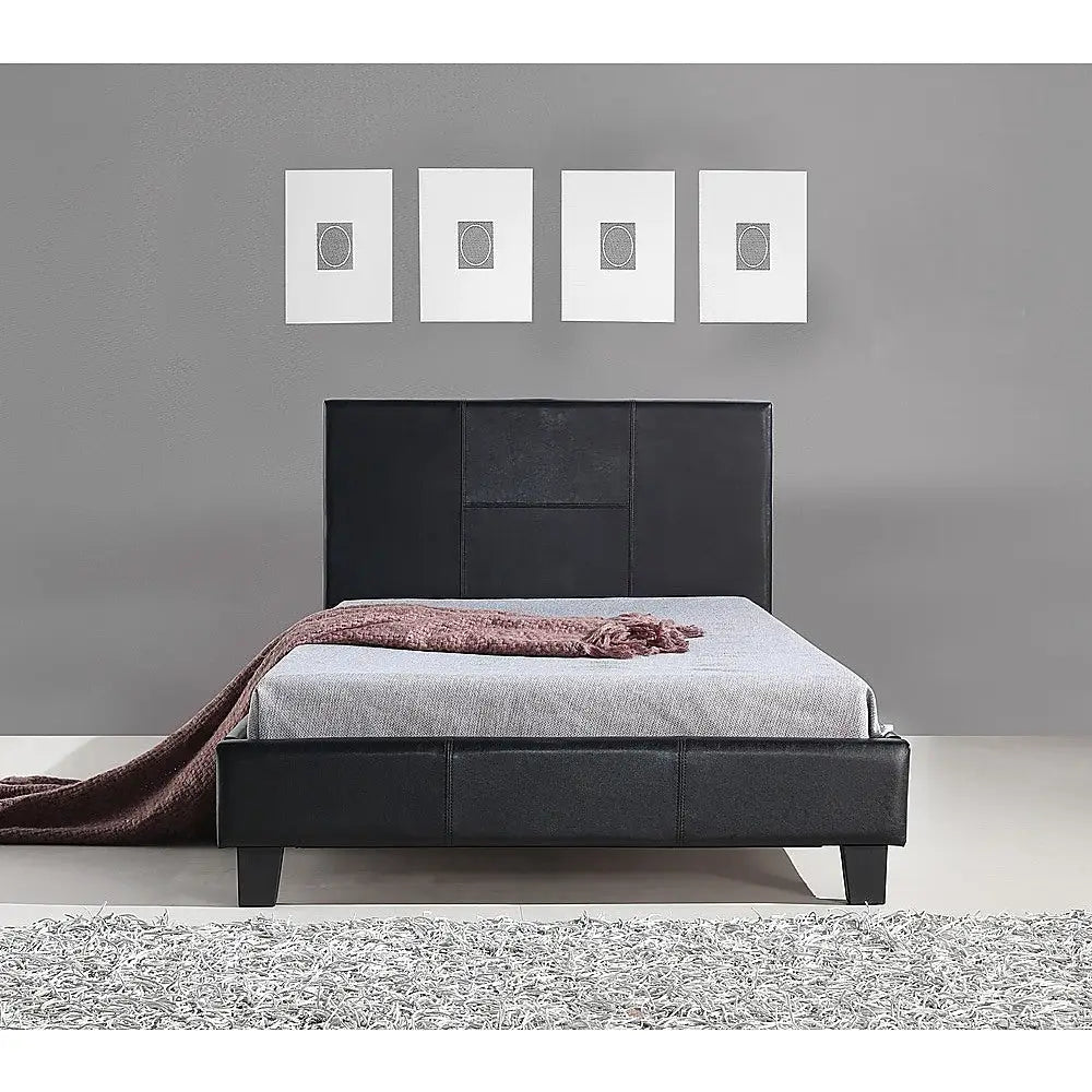 King Single Pu Leather Bed Frame Black Furniture > Bedroom